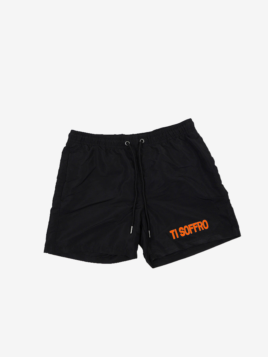 Costume Uomo "TI SOFFRO" Nero con Scritta Fluo