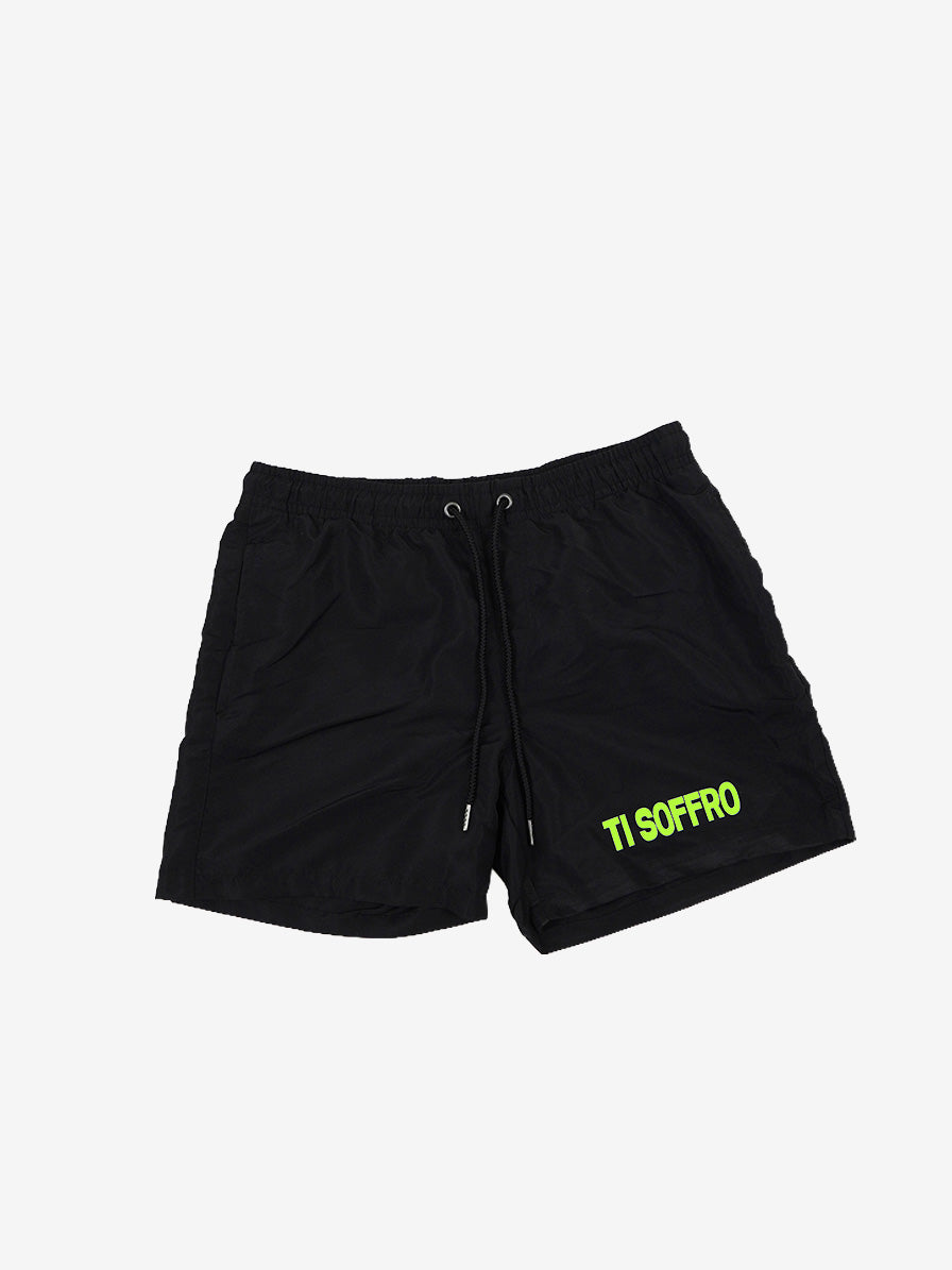 Costume Uomo "TI SOFFRO" Nero con Scritta Fluo