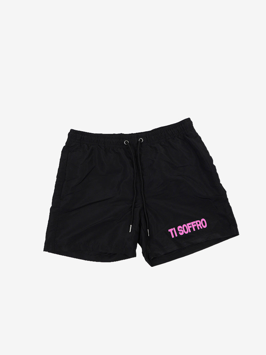 Costume Uomo "TI SOFFRO" Nero con Scritta Fluo