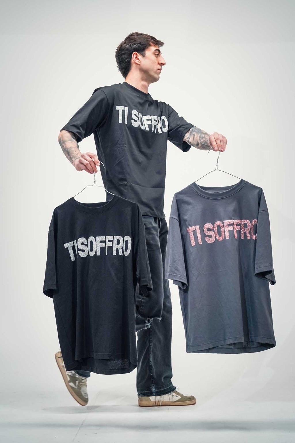 T-Shirt "Ti soffro" - Scritta Brillantinata