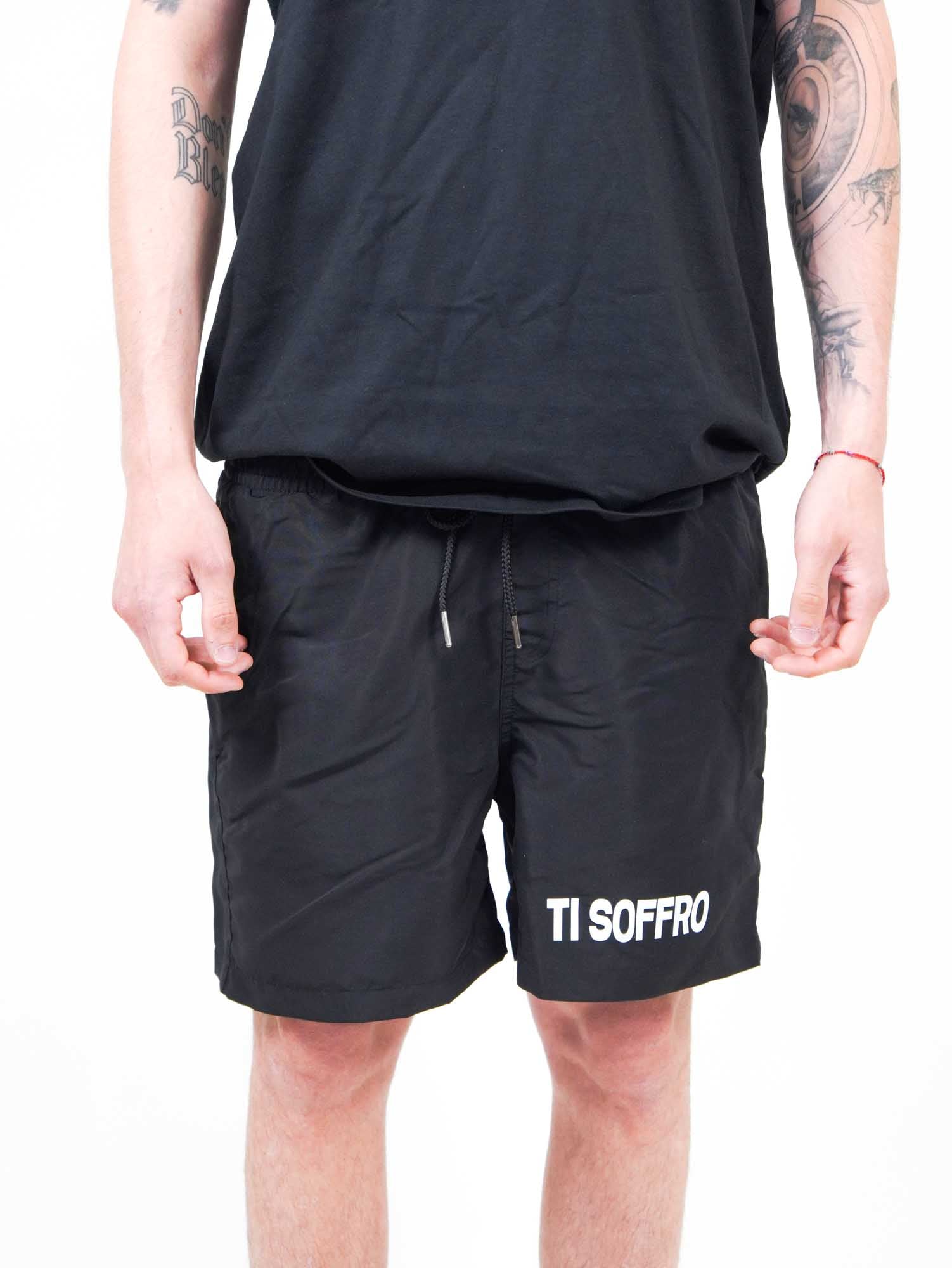 Costume Uomo "TI SOFFRO" Nero con Scritta Fluo