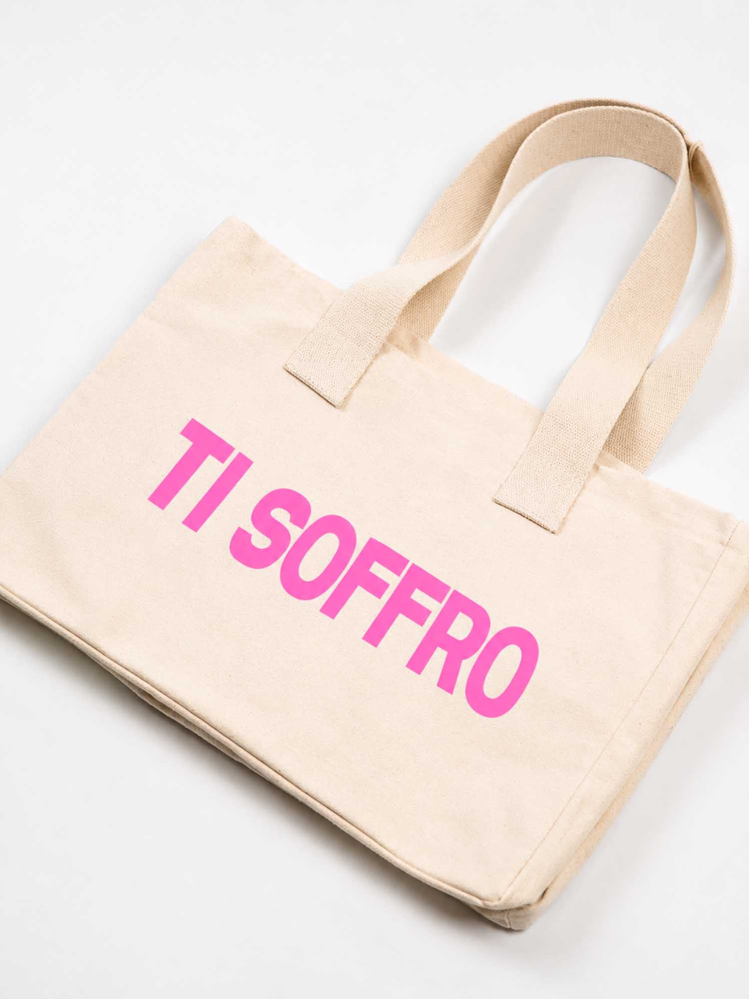 Shopper Donna "TI SOFFRO" in Tela Scritta Rosa